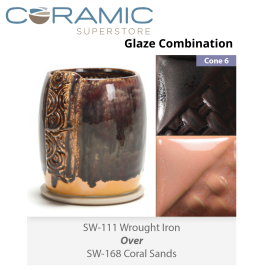 Wrought Iron SW111 over Coral Sands SW168 Stoneware Combination